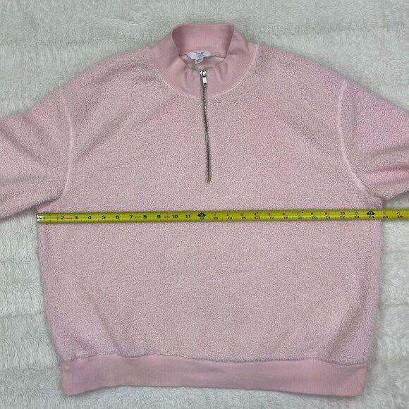 Time and Tru Sherpa Pullover 1/4 Zip Jacet Large 12-14 Pink Fuzzy Long Sleeve - Picture 5 of 6